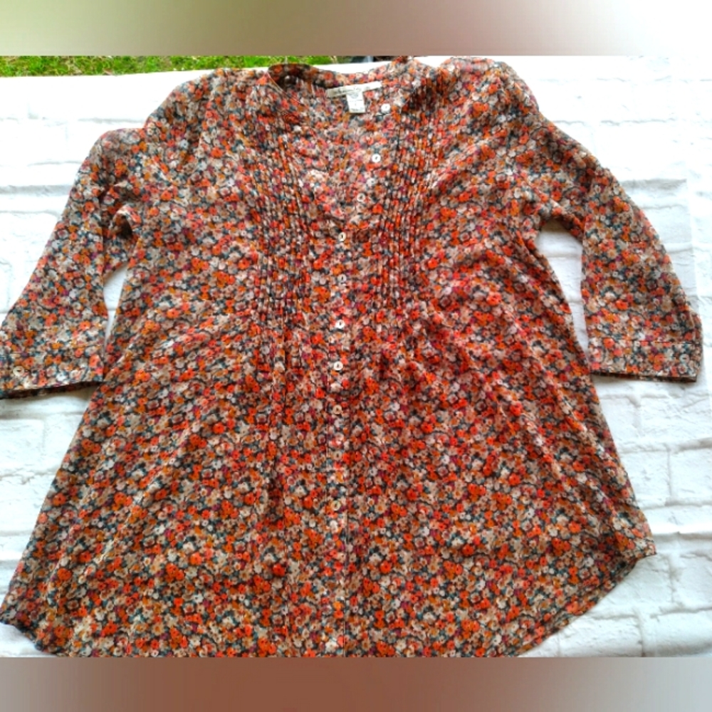 American Rag pleated sheer tunic, size L